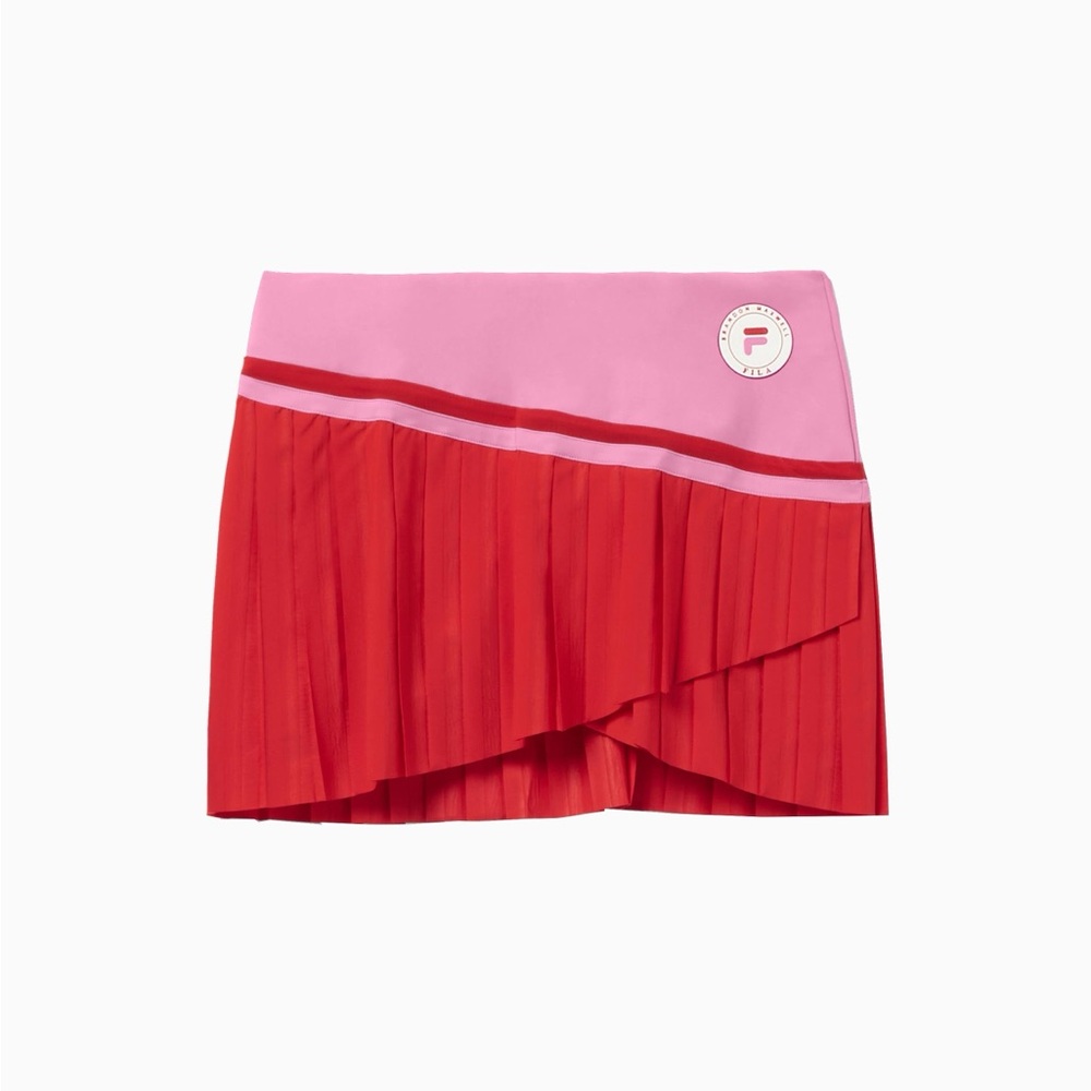 Brandon Maxwell Women's Vibrant Pink and Red Colorblock Tennis Skirt - NWT